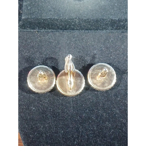 Vintage Cameo Trojan War Cufflinks & Tie clip Blue and White Horses - Picture 5 of 12